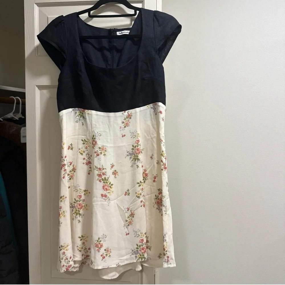 Reformation Black and Cream Floral Dress - Picture 5 of 6